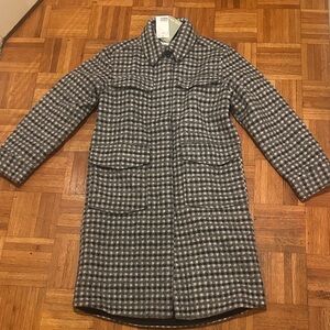 H&M Black and White Checkered Trench Coat